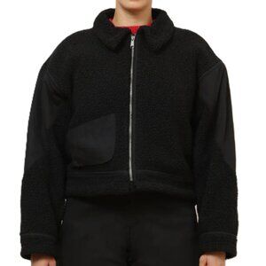 Loup Vanessa Cropped Shearling Bomber Jacket in Black Size Medium (NWT)